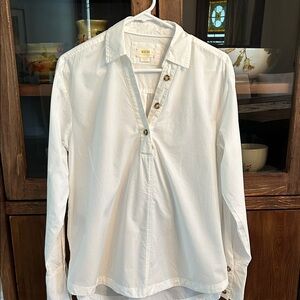 Maeve by Anthropologie White Cotton Long Sleeve Shirt Size M